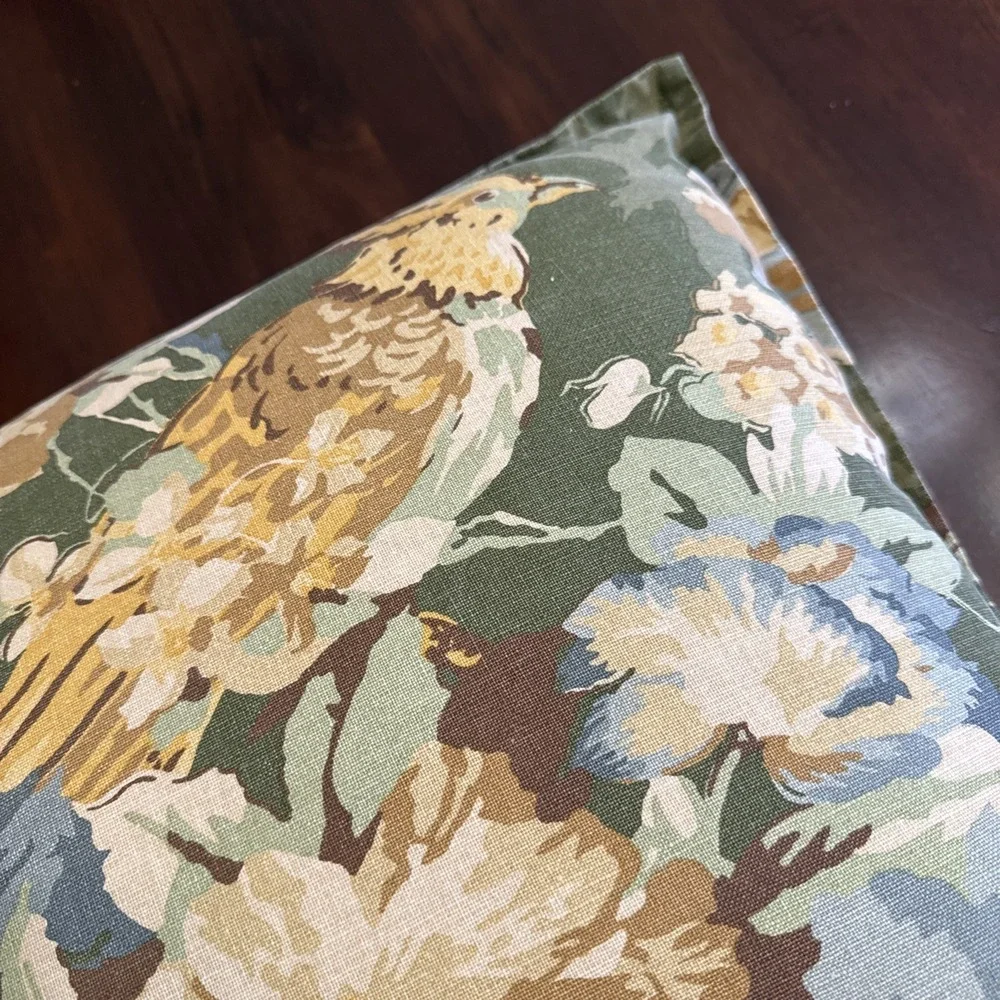 Pottery Barn Silvana Pheasant Pillow Cover & Insert Green 20